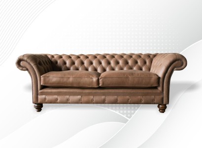 Дизайнерский диван 3-местный диван, текстильная обивка, коричневый, классический диван Честерфилд, новый.